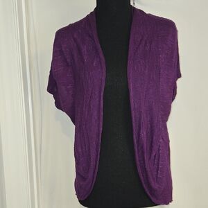 Absolutely Creative Worldwide Purple Open-Front Short Sleeve Cardigan